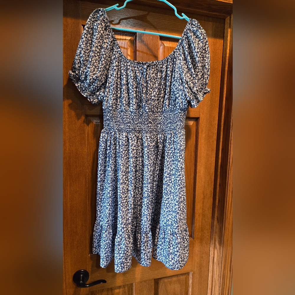 Shein, Women's size Large, Mini Dress,Blue Perfect Shape, Never Worn, Polyester